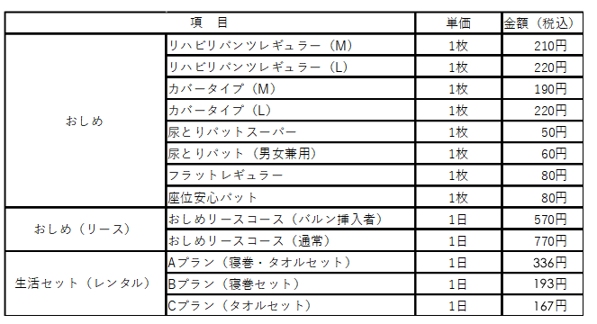 寝巻・タオルのレンタルサービス